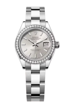 Rolex Lady-Datejust 28 Oyster Perpetual Oystersteel and white gold silver dial Oyster band Reference 279384RBR