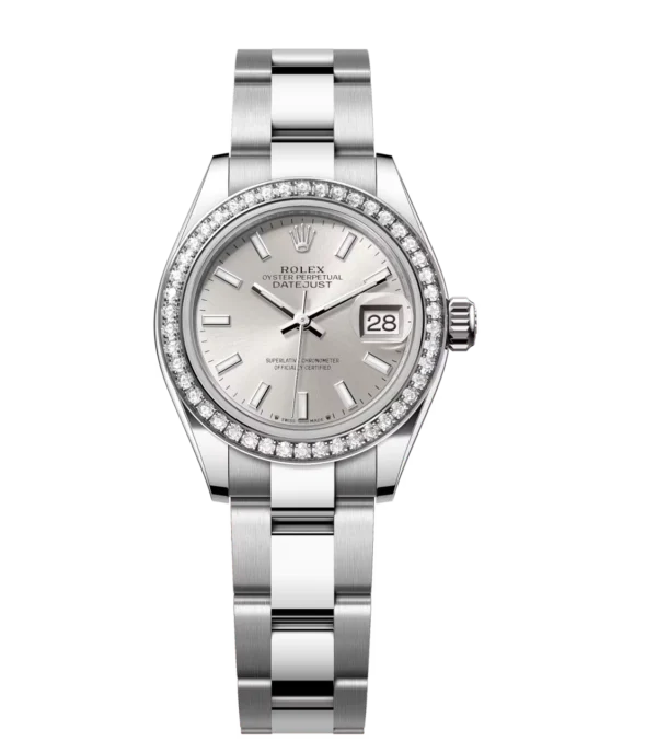 Rolex Lady-Datejust 28 Oyster Perpetual Oystersteel and white gold silver dial Oyster band Reference 279384RBR