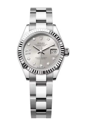 Rolex Lady-Datejust 28 Oyster Perpetual Oystersteel and white gold silver, diamond-set dial Oyster band Reference 279174