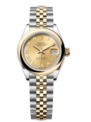 Rolex Lady-Datejust 28 Oyster Perpetual Oystersteel and yellow gold champagne colour dial Jubilee band Reference 279163