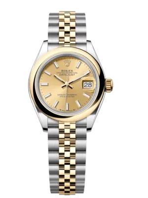 Rolex Lady-Datejust 28 Oyster Perpetual Oystersteel and yellow gold champagne colour dial Jubilee band Reference 279163
