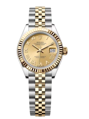 Rolex Lady-Datejust 28 Oyster Perpetual Oystersteel and yellow gold champagne-colour dial Jubilee band Reference 279173