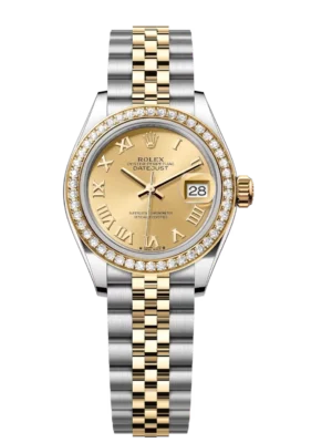 Rolex Lady-Datejust 28 Oyster Perpetual Oystersteel and yellow gold champagne colour dial Jubilee band Reference 279383RBR