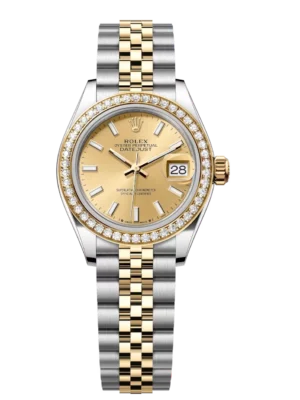 Rolex Lady-Datejust 28 Oyster Perpetual Oystersteel and yellow gold champagne colour dial Jubilee band Reference 279383RBR