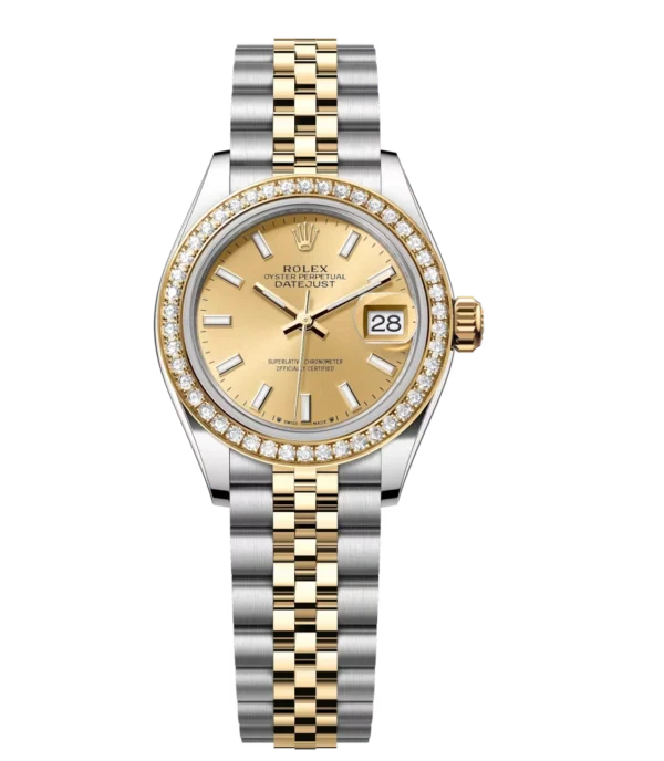 Rolex Lady-Datejust 28 Oyster Perpetual Oystersteel and yellow gold champagne colour dial Jubilee band Reference 279383RBR