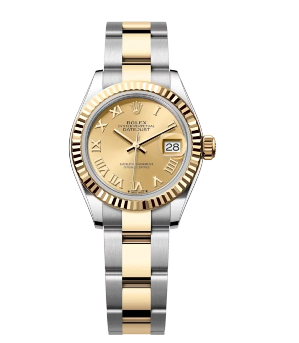Rolex Lady-Datejust 28 Oyster Perpetual Oystersteel and yellow gold champagne-colour dial Oyster band Reference 279173