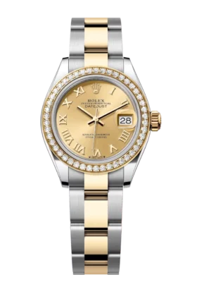 Rolex Lady-Datejust 28 Oyster Perpetual Oystersteel and yellow gold champagne-colour dial Oyster band Reference 279383RBR