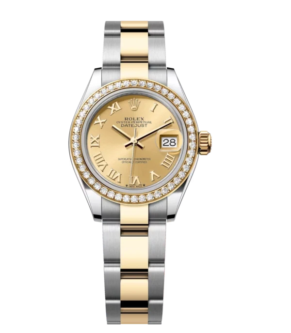 Rolex Lady-Datejust 28 Oyster Perpetual Oystersteel and yellow gold champagne-colour dial Oyster band Reference 279383RBR