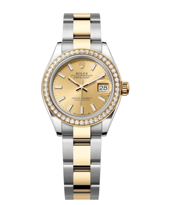 Rolex Lady-Datejust 28 Oyster Perpetual Oystersteel and yellow gold champagne-colour dial Oyster band Reference 279383RBR