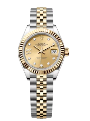 Rolex Lady-Datejust 28 Oyster Perpetual Oystersteel and yellow gold champagne colour, diamond-set dial Jubilee band Reference 279173