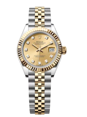 Rolex Lady-Datejust 28 Oyster Perpetual Oystersteel and yellow gold champagne colour, diamond-set dial Jubilee band Reference 279173
