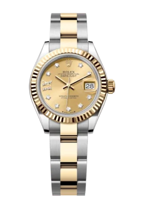 Rolex Lady-Datejust 28 Oyster Perpetual Oystersteel and yellow gold champagne colour, diamond-set dial Oyster band Reference 279173