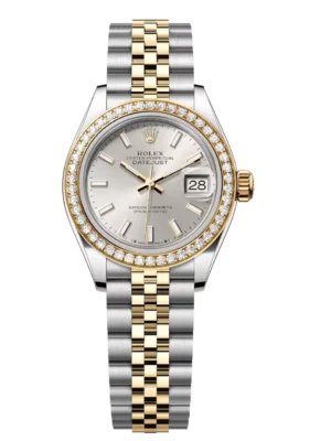 Rolex Lady-Datejust 28 Oyster Perpetual Oystersteel and yellow gold silver dial Jubilee band Reference 279383RBR