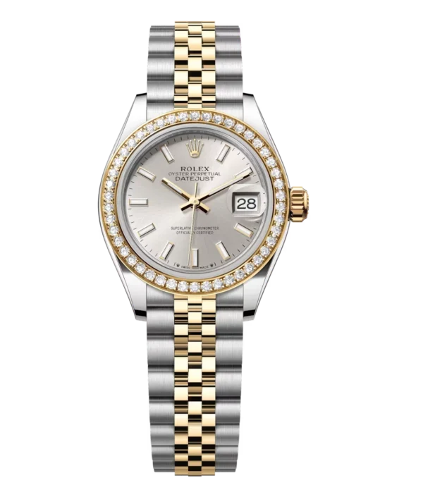 Rolex Lady-Datejust 28 Oyster Perpetual Oystersteel and yellow gold silver dial Jubilee band Reference 279383RBR