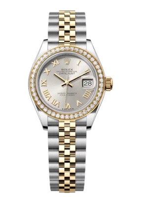 Rolex Lady-Datejust 28 Oyster Perpetual Oystersteel and yellow gold silver dial Jubilee band Reference 279383RBR