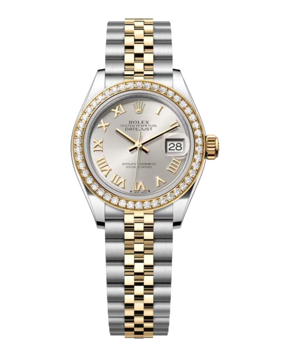 Rolex Lady-Datejust 28 Oyster Perpetual Oystersteel and yellow gold silver dial Jubilee band Reference 279383RBR