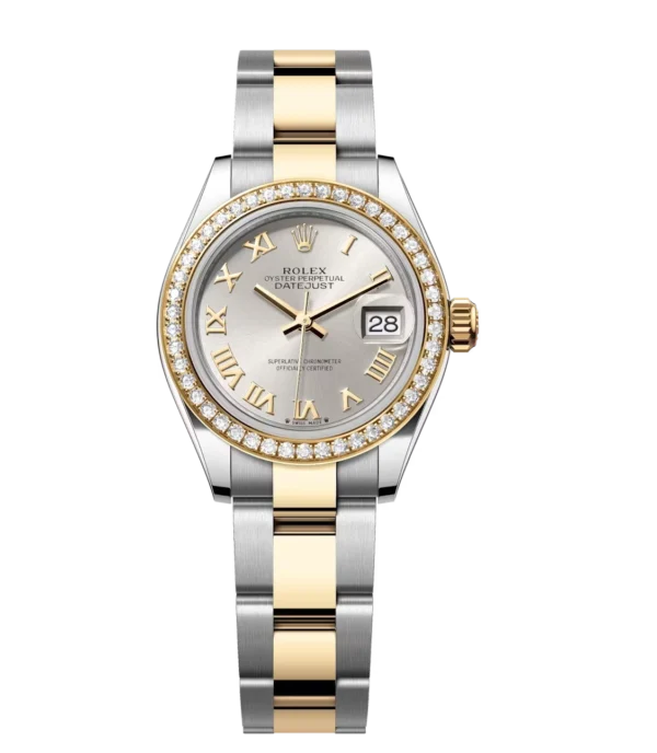 Rolex Lady-Datejust 28 Oyster Perpetual Oystersteel and yellow gold silver dial Oyster band Reference 279383RBR
