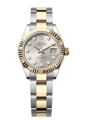 Rolex Lady-Datejust 28 Oyster Perpetual Oystersteel and yellow gold silver, diamond-set dial Oyster band Reference 279173