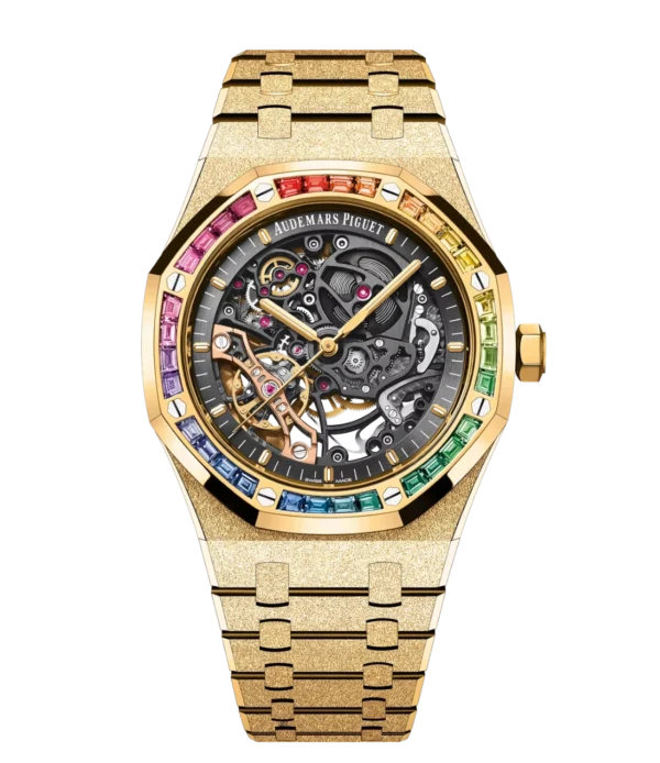 Audemars Piguet Royal Oak Royal Oak Frosted Gold Double Balance Wheel Openworked 18-carat yellow gold and Openworked slate grey dial Hammered 18-carat yellow gold bracelet Ref. 15412BA.YG.1224BA.01-B