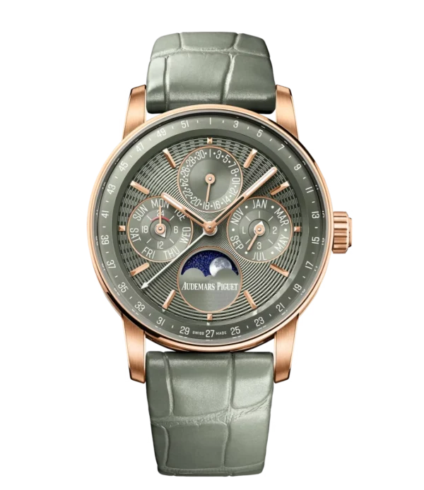 Audemars Piguet Code 11.59 Perpetual Calendar 18-carat pink gold and green embossed dial green alligator strap Ref. 26441OR.OO.D405CR.01