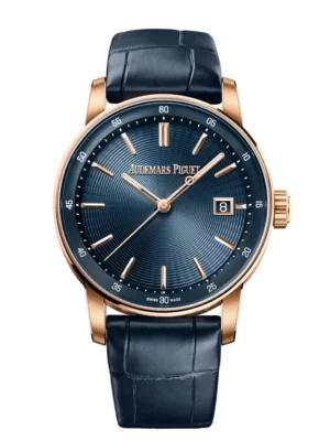 Audemars Piguet Code 11.59 Selfwinding 18-carat pink gold and “Bleu nuit, Nuage 50” dial Pearly dark blue “large square scale” alligator strap Ref. 77410OR.OO.A342CR.01