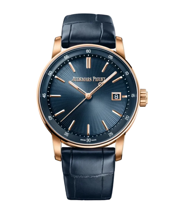 Audemars Piguet Code 11.59 Selfwinding 18-carat pink gold and “Bleu nuit, Nuage 50” dial Pearly dark blue “large square scale” alligator strap Ref. 77410OR.OO.A342CR.01