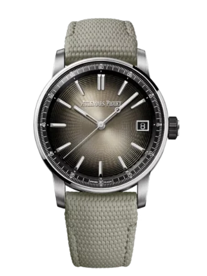 Audemars Piguet Code 11.59 Selfwinding Black ceramic and Smoked beige dial Beige rubber-coated strap Ref. 15210QT.OO.A064KB.01