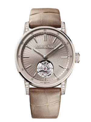 Audemars Piguet Code 11.59 Selfwinding Flying Tourbillon 18-carat sand gold and sand gold-toned embossed dial beige alligator strap Ref. 26665SG.ZZ.D209CR.01