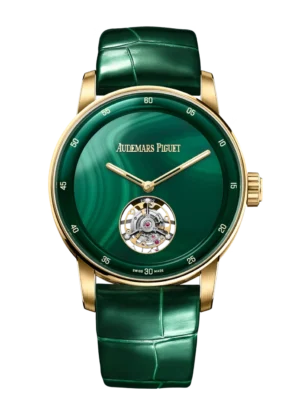 Audemars Piguet Code 11.59 Selfwinding Flying Tourbillon 18-carat yellow gold and Green malachite dial green alligator strap Ref. 26665BA.OO.D412CR.01