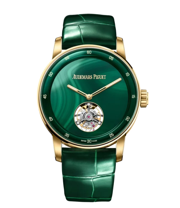 Audemars Piguet Code 11.59 Selfwinding Flying Tourbillon 18-carat yellow gold and Green malachite dial green alligator strap Ref. 26665BA.OO.D412CR.01