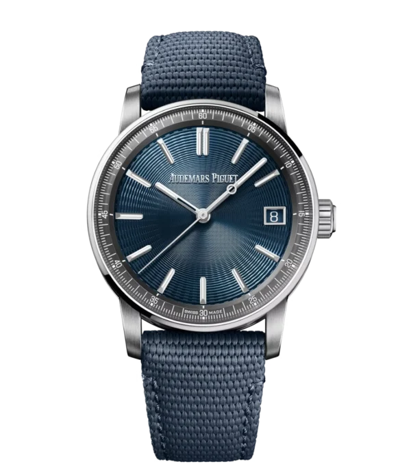 Audemars Piguet Code 11.59 Selfwinding Stainless steel and “Bleu nuit, Nuage 50” dial Blue rubber-coated strap Ref. 15210ST.OO.A348KB.01