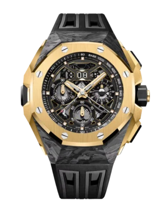Audemars Piguet Royal Oak Concept Split-Seconds Chronograph GMT Large Date Carbon and black openworked dial interchangeable black rubber strap Ref. 26650FA.OO.D002CA.01
