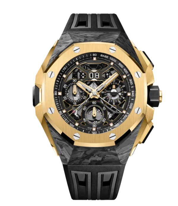 Audemars Piguet Royal Oak Concept Split-Seconds Chronograph GMT Large Date Carbon and black openworked dial interchangeable black rubber strap Ref. 26650FA.OO.D002CA.01