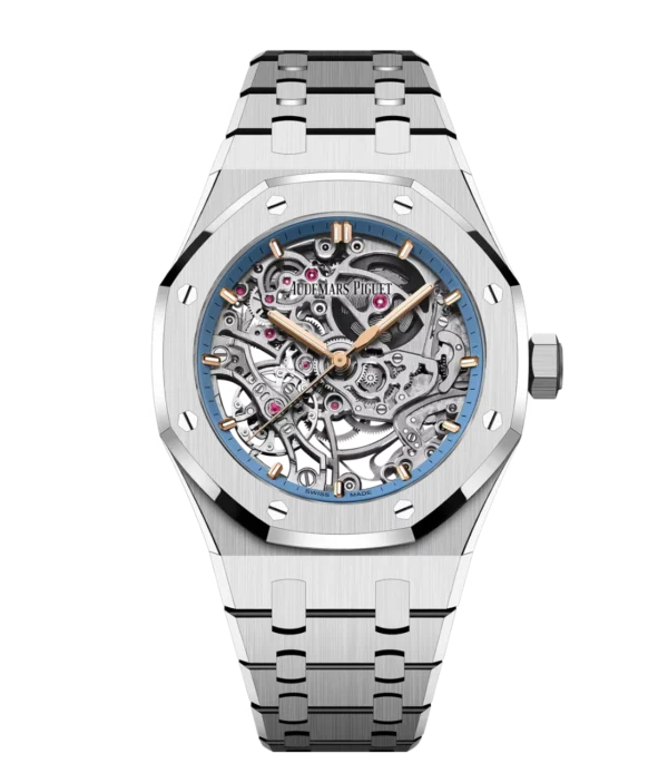 Audemars Piguet Royal Oak Double Balance Wheel Openworked 18-carat white gold and Light blue inner bezel dial 18-carat white gold bracelet Ref. 15467BC.OO.1256BC.01