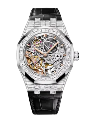 Audemars Piguet Royal Oak Double Balance Wheel Openworked 18-carat white gold and Rhodium-toned openworked dial Black alligator strap Ref. 15469BC.ZZ.D001CR.01