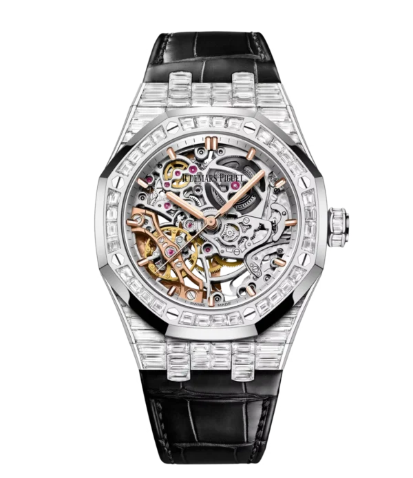 Audemars Piguet Royal Oak Double Balance Wheel Openworked 18-carat white gold and Rhodium-toned openworked dial Black alligator strap Ref. 15469BC.ZZ.D001CR.01