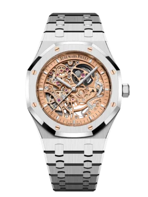 Audemars Piguet Royal Oak Double Balance Wheel Openworked Stainless steel and Pink gold-toned dial Stainless steel bracelet Ref. 15407ST.OO.1220ST.02