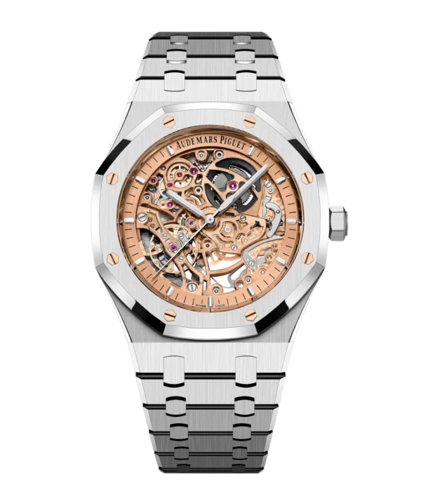 Audemars Piguet Royal Oak Double Balance Wheel Openworked Stainless steel and Pink gold-toned dial Stainless steel bracelet Ref. 15407ST.OO.1220ST.02