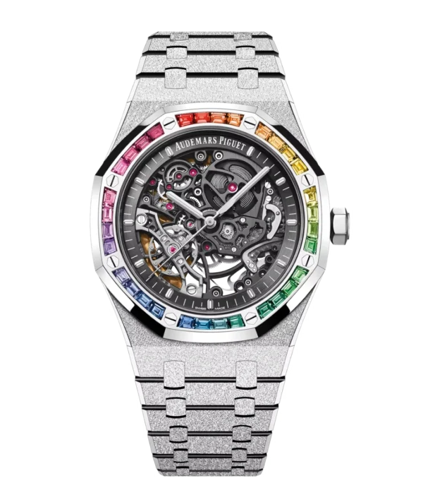 Audemars Piguet Royal Oak Frosted Gold Double Balance Wheel Openworked 18-carat white gold and Openworked slate grey dial Hammered 18-carat white gold bracelet Ref. 15412BC.YG.1224BC.03-B