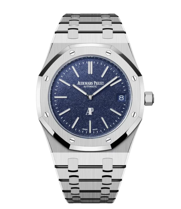 Audemars Piguet Royal Oak “Jumbo” Extra-Thin 18-carat white gold and Blue dial 18-carat white gold bracelet Ref. 16202BC.OO.1240BC.02