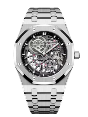 Audemars Piguet Royal Oak “Jumbo” Extra-Thin Openworked 18-carat white gold and Openworked dark grey dial 18-carat white gold bracelet Ref. 16204BC.OO.1240BC.01