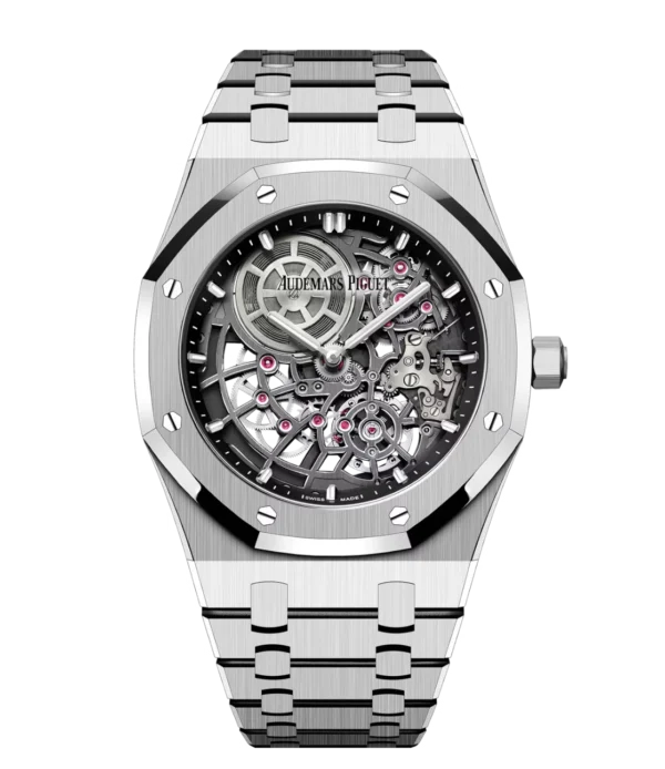 Audemars Piguet Royal Oak “Jumbo” Extra-Thin Openworked 18-carat white gold and Openworked dark grey dial 18-carat white gold bracelet Ref. 16204BC.OO.1240BC.01