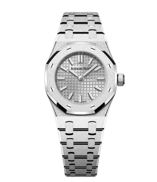 Audemars Piguet Royal Oak Mini Frosted Gold Quartz 18-carat white gold and White gold-toned dial Hammered 18-carat white gold bracelet Ref. 67630BC.GG.1312BC.01-C
