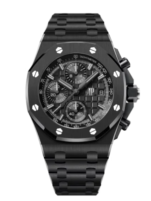 Audemars Piguet Royal Oak Offshore Selfwinding Chronograph Black ceramic and black "Méga Tapisserie" dial integrated black ceramic bracelet Ref. 26238CE.OO.1300CE.02