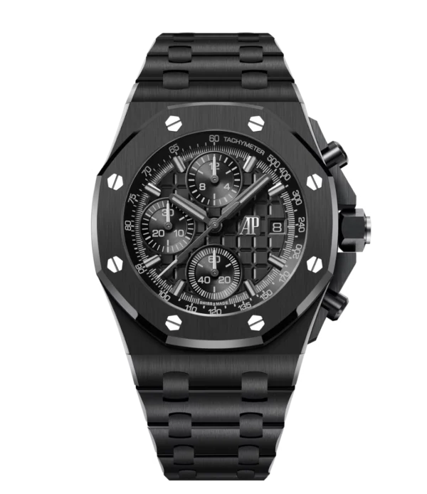 Audemars Piguet Royal Oak Offshore Selfwinding Chronograph Black ceramic and black "Méga Tapisserie" dial integrated black ceramic bracelet Ref. 26238CE.OO.1300CE.02