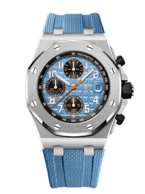Audemars Piguet Royal Oak Offshore Selfwinding Chronograph Stainless steel and Blue dial Blue rubber strap Ref. 26238ST.OO.A340CA.01