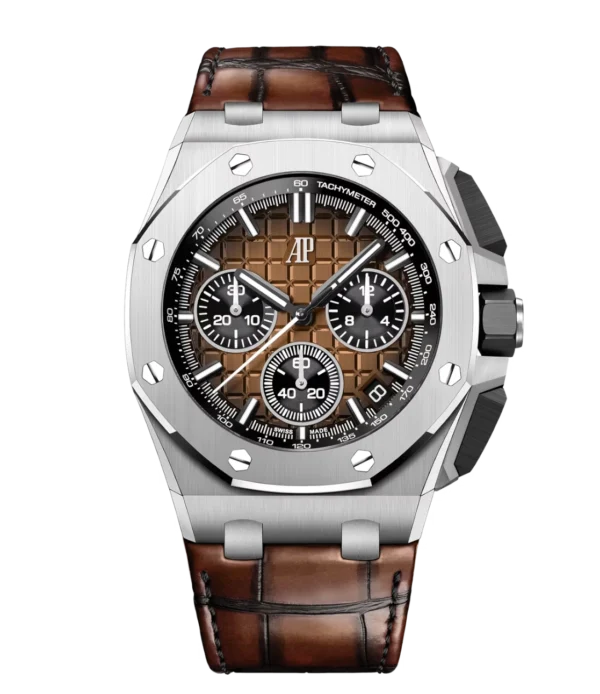 Audemars Piguet Royal Oak Offshore Selfwinding Chronograph Stainless steel and Smoked bronze dial New brown alligator strap Ref. 26420ST.OO.A828CR.01
