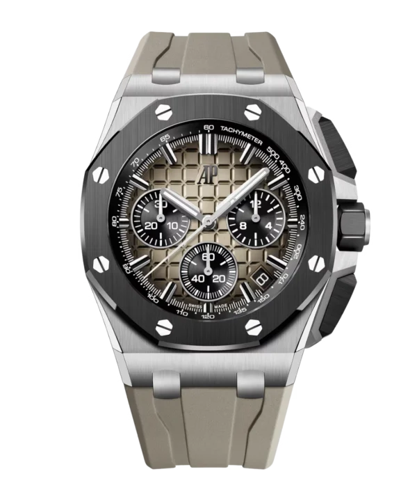 Audemars Piguet Royal Oak Offshore Selfwinding Chronograph Stainless steel and Smoked light brown dial Light brown rubber strap Ref. 26420SO.OO.A600CA.01