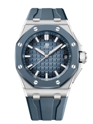 Audemars Piguet Royal Oak Offshore Selfwinding Stainless steel and Smoked blue dial Blue rubber strap Ref. 15605SK.OO.A350CA.01