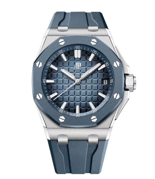 Audemars Piguet Royal Oak Offshore Selfwinding Stainless steel and Smoked blue dial Blue rubber strap Ref. 15605SK.OO.A350CA.01